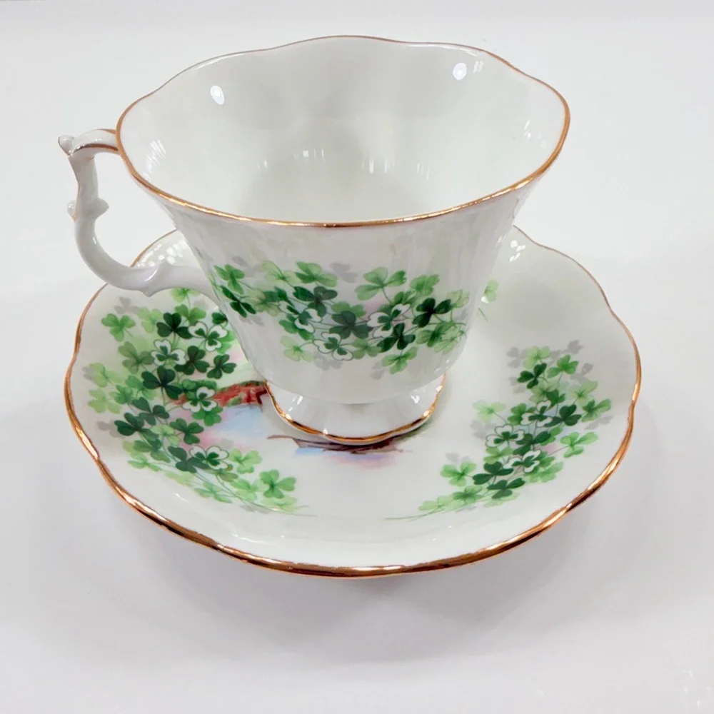 Royal Albert Teacup Cup & Saucer, Ancestral Series Ireland Emerald Isle Shamrock
